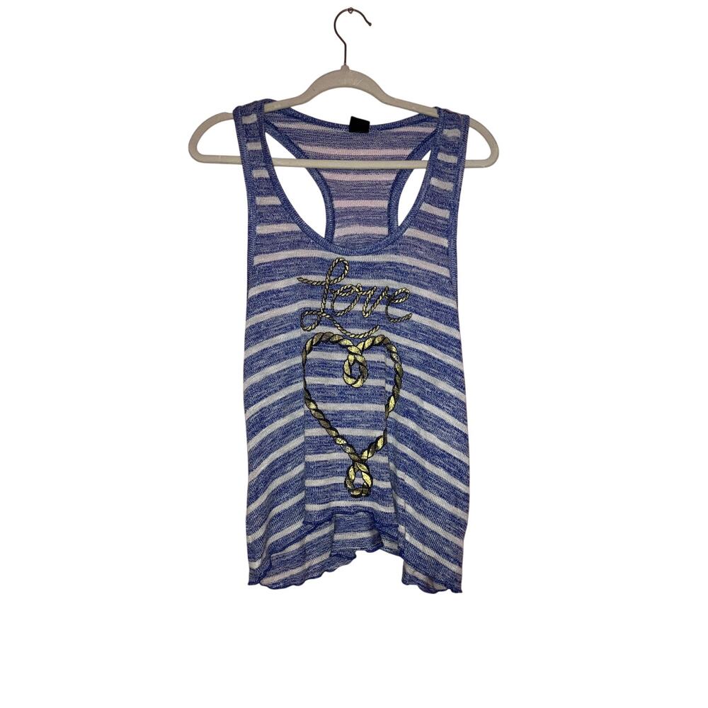 🚨 FINAL CHANCE SALE Stranded blue and white love rope striped tank top large